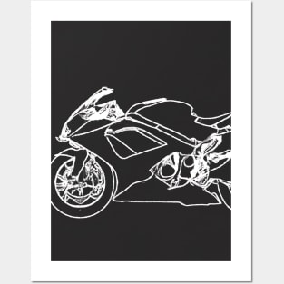 Outline Motorcycle Posters and Art